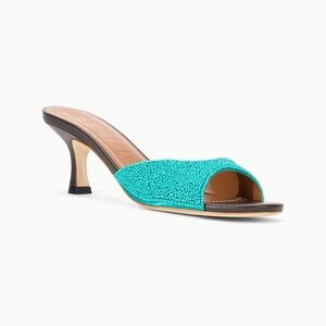 STAUD Brigitte Beaded Slide Sandals - Teal